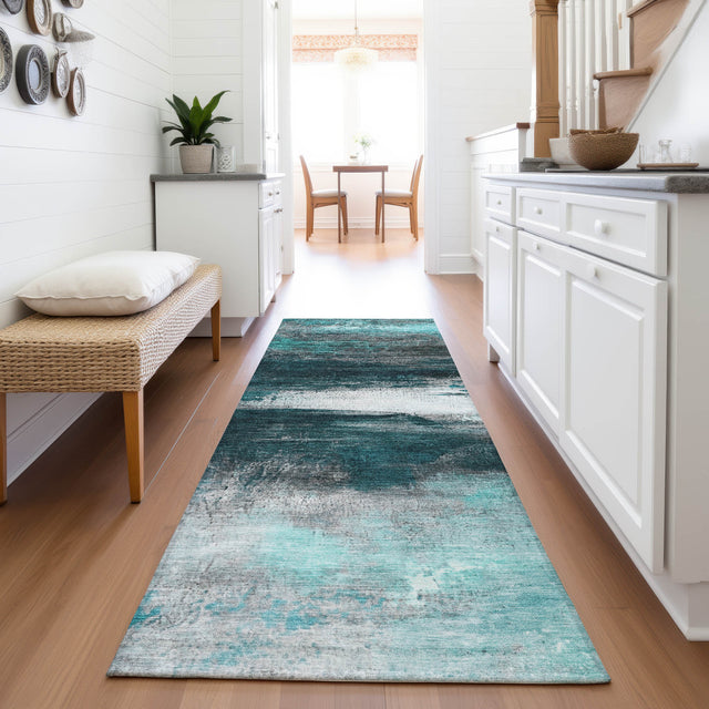 Addison Chantille ACN2016 Abstract Machine Made Transitional Teal Rug
