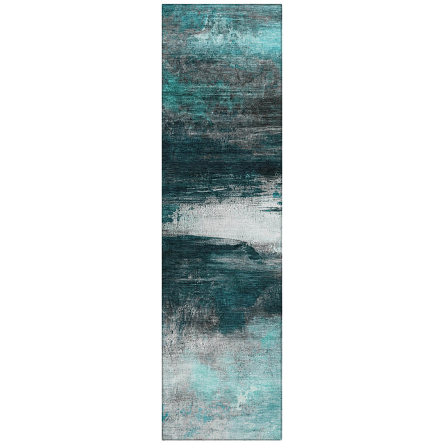 Addison Chantille ACN2016 Abstract Machine Made Transitional Teal Rug