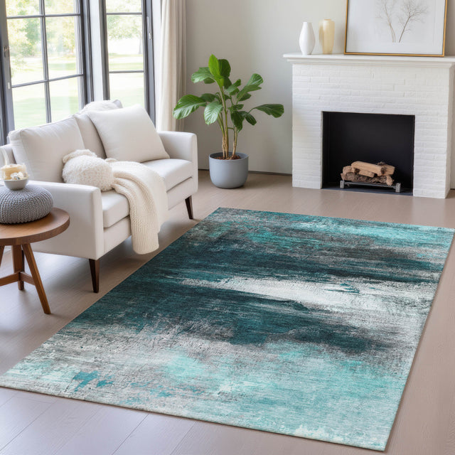 Addison Chantille ACN2016 Abstract Machine Made Transitional Teal Rug