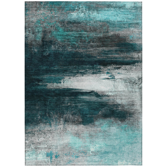 Addison Chantille ACN2016 Abstract Machine Made Transitional Teal Rug