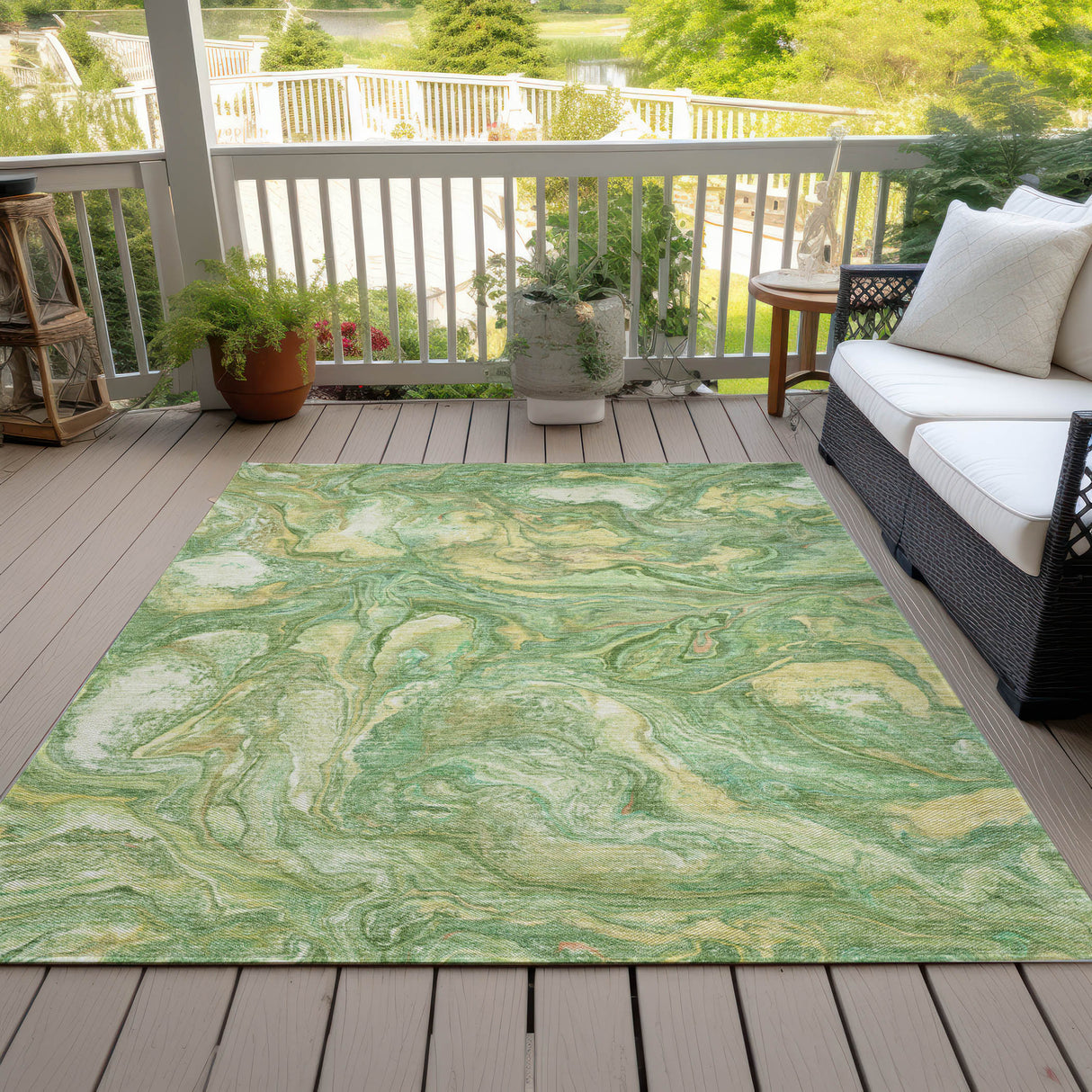 Addison Chantille ACN2017 Abstract Machine Made Transitional Green Rug
