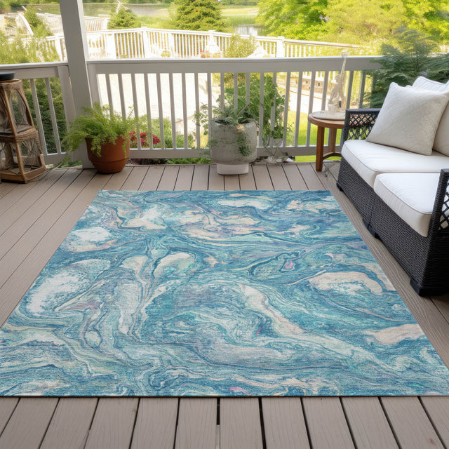 Addison Chantille ACN2017 Abstract Machine Made Transitional Teal Rug