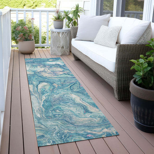 Addison Chantille ACN2017 Abstract Machine Made Transitional Teal Rug