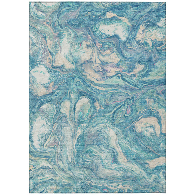 Addison Chantille ACN2017 Abstract Machine Made Transitional Teal Rug