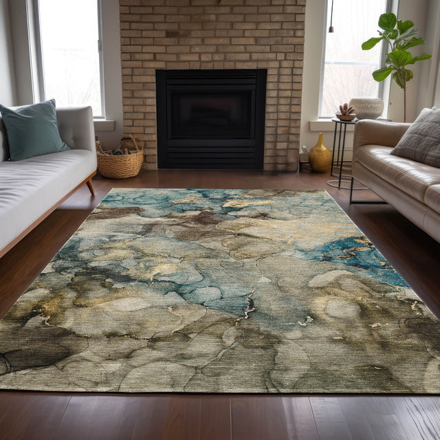 Addison Chantille ACN2018 Abstract Machine Made Transitional Brown Rug