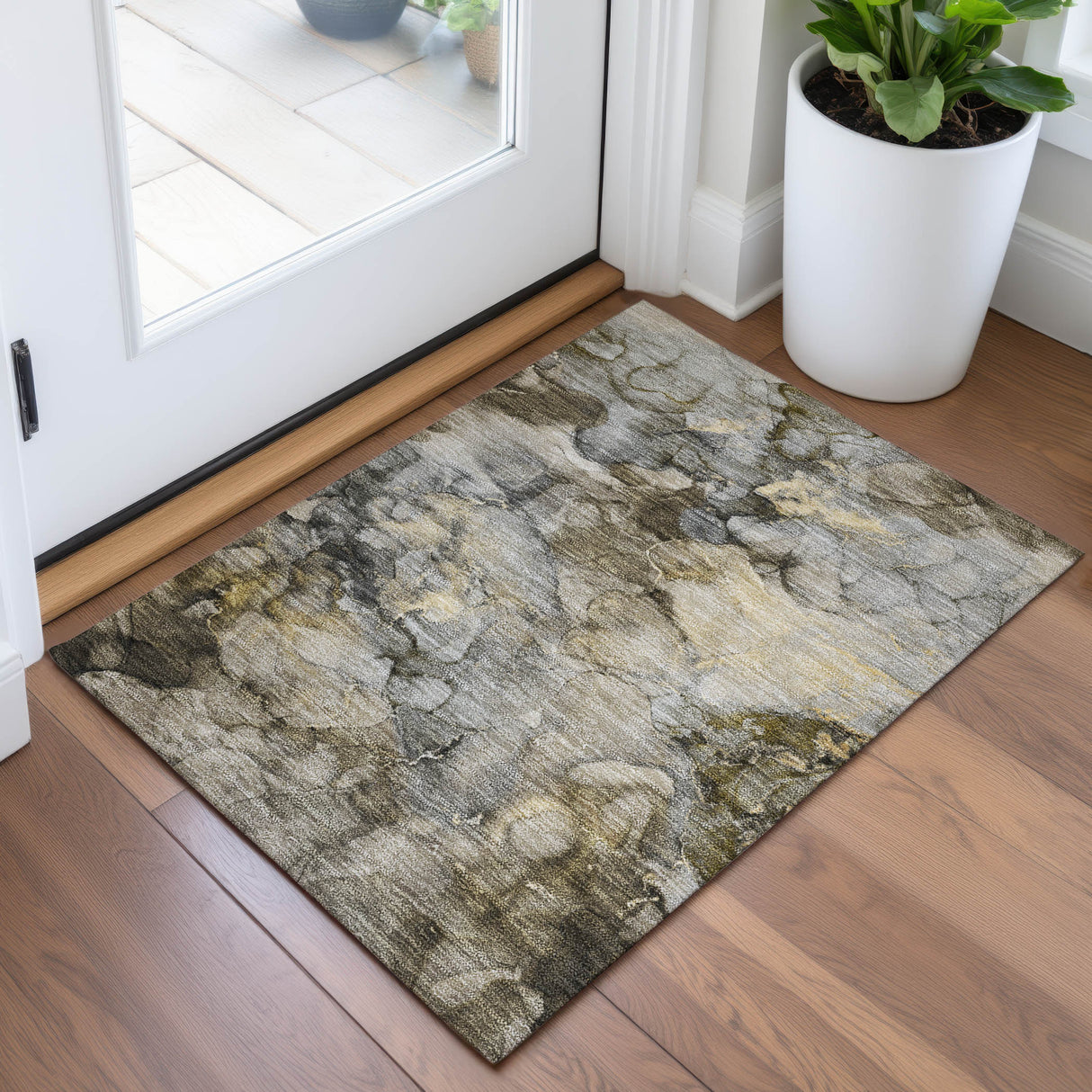 Addison Chantille ACN2018 Abstract Machine Made Transitional Pewter Rug