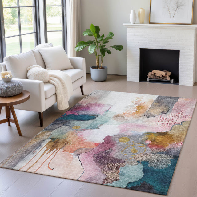 Addison Chantille ACN2019 Abstract Machine Made Transitional Blush Rug