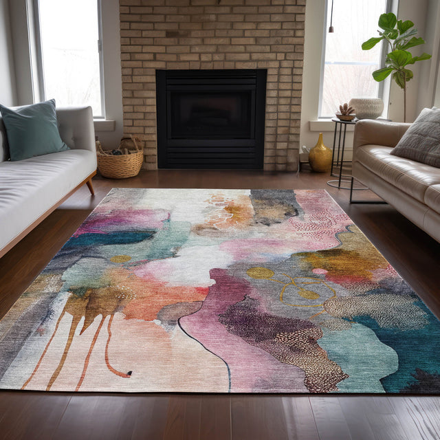 Addison Chantille ACN2019 Abstract Machine Made Transitional Blush Rug