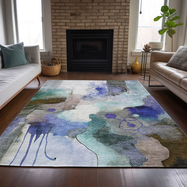 Addison Chantille ACN2019 Abstract Machine Made Transitional Brown Rug