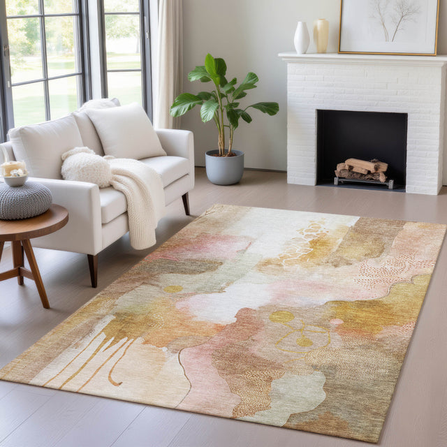 Addison Chantille ACN2019 Abstract Machine Made Transitional Mauve Rug