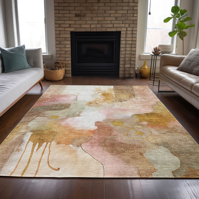 Addison Chantille ACN2019 Abstract Machine Made Transitional Mauve Rug