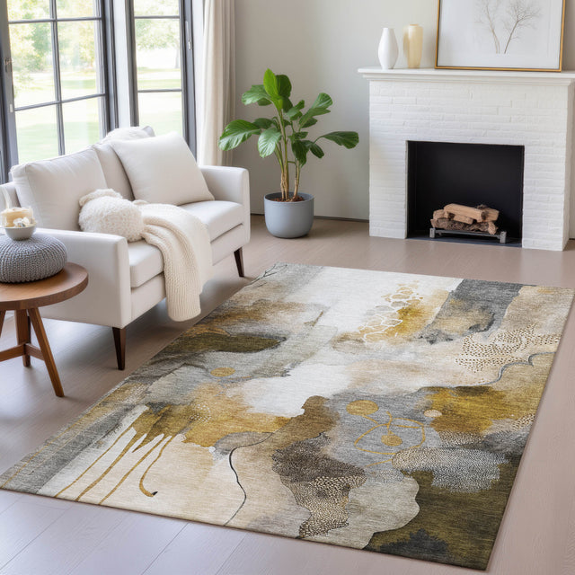 Addison Chantille ACN2019 Abstract Machine Made Transitional Mocha Rug