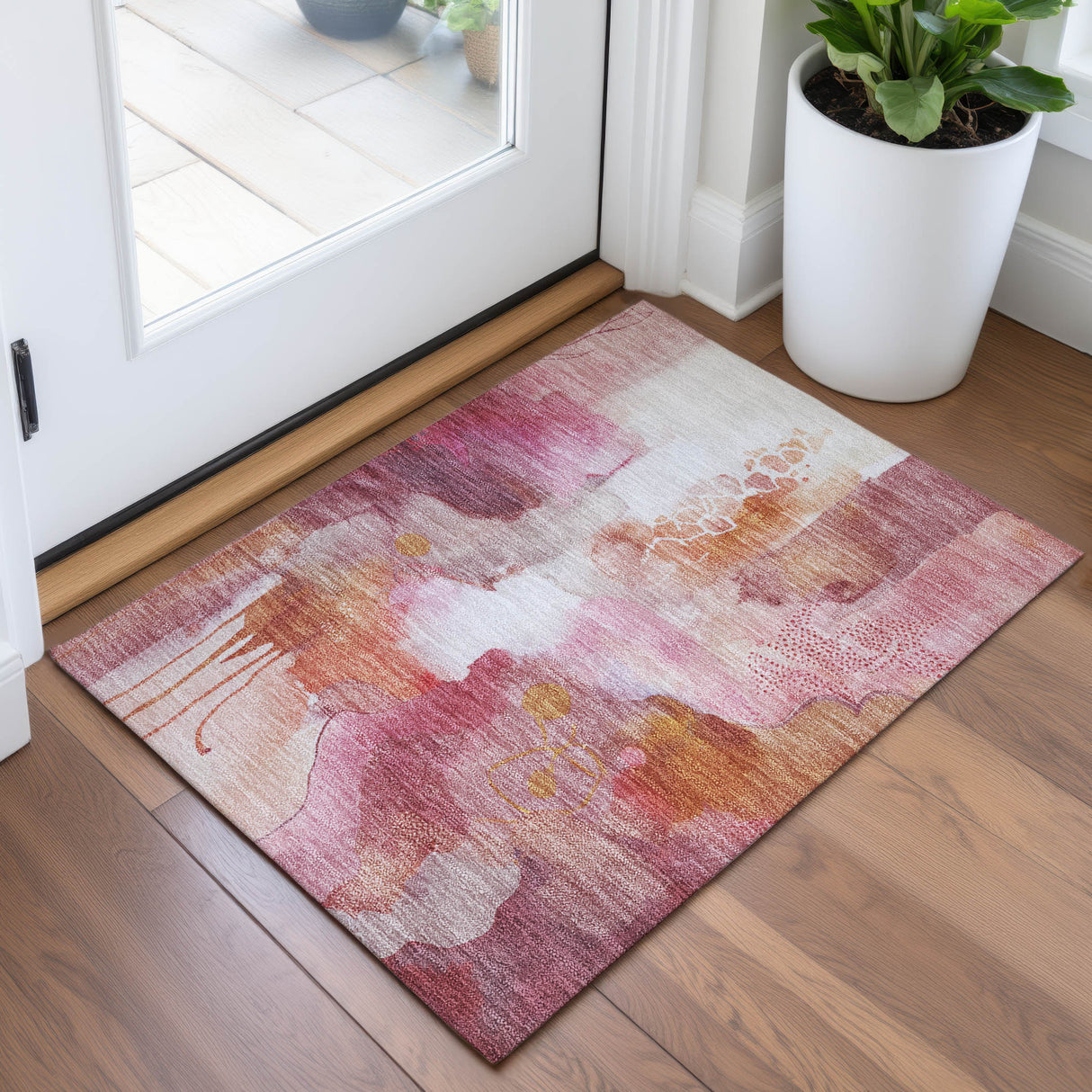 Addison Chantille ACN2019 Abstract Machine Made Transitional Pink Rug