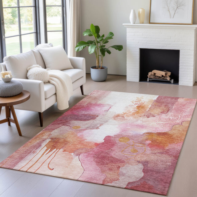 Addison Chantille ACN2019 Abstract Machine Made Transitional Pink Rug