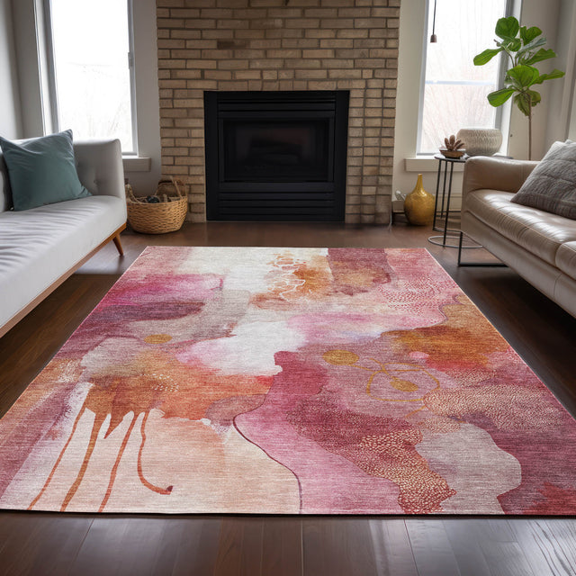 Addison Chantille ACN2019 Abstract Machine Made Transitional Pink Rug
