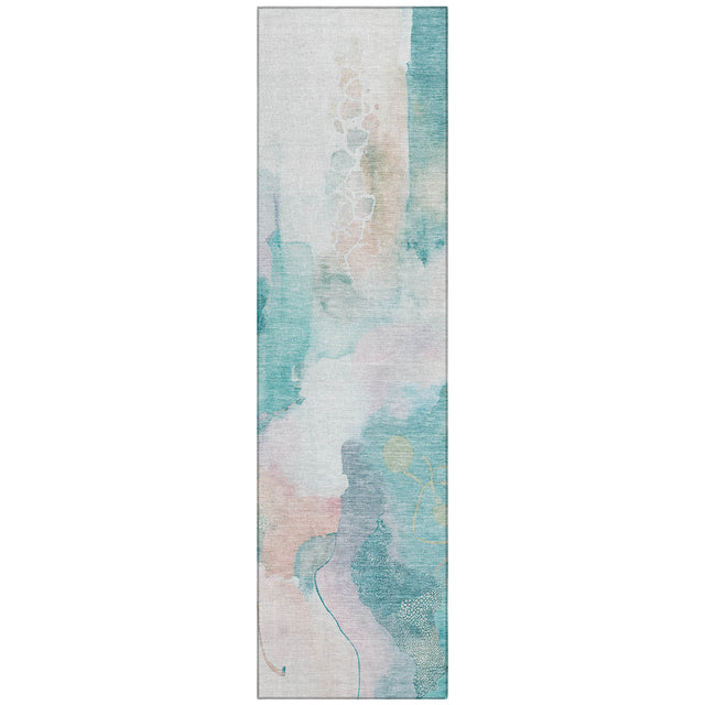 Addison Chantille ACN2019 Abstract Machine Made Transitional Turquoise Rug