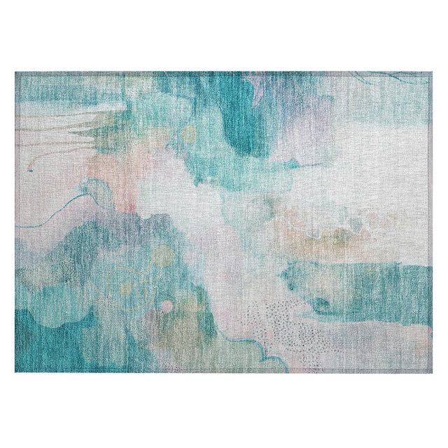 Addison Chantille ACN2019 Abstract Machine Made Transitional Turquoise Rug