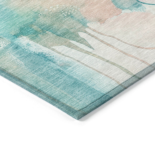 Addison Chantille ACN2019 Abstract Machine Made Transitional Turquoise Rug