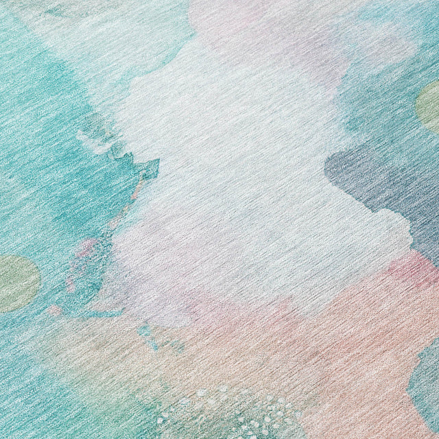 Addison Chantille ACN2019 Abstract Machine Made Transitional Turquoise Rug