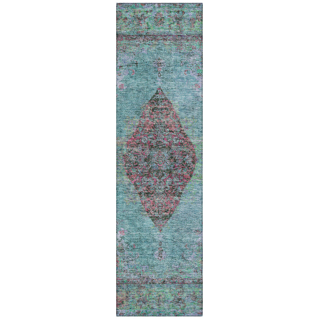 Addison Chantille ACN2021 Border Machine Made Traditional Aqua Rug