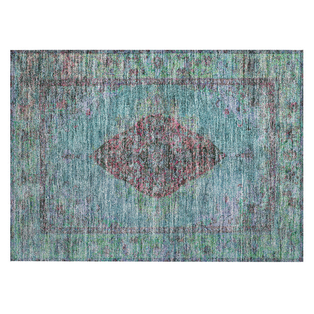 Addison Chantille ACN2021 Border Machine Made Traditional Aqua Rug