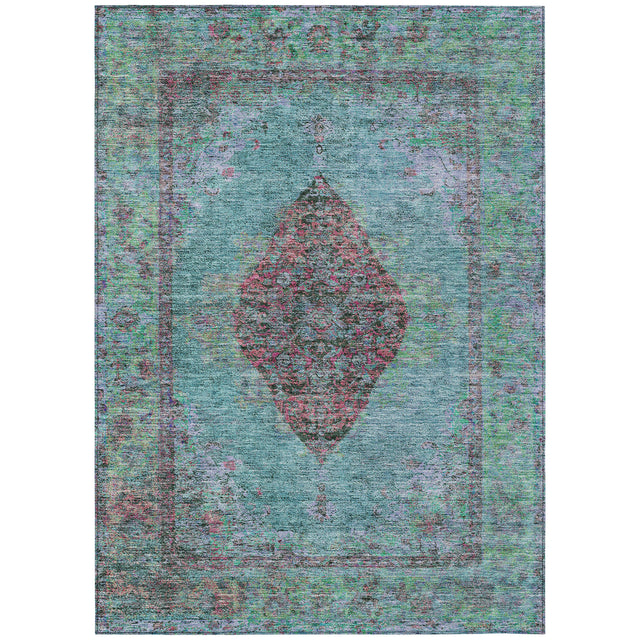 Addison Chantille ACN2021 Border Machine Made Traditional Aqua Rug