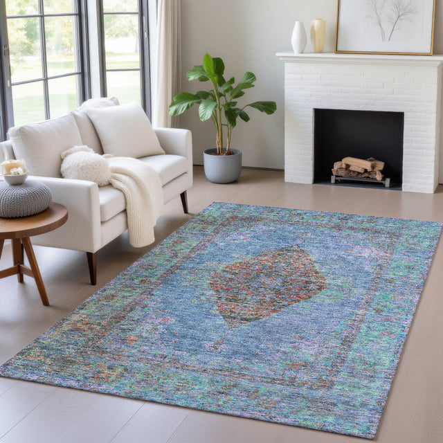 Addison Chantille ACN2021 Border Machine Made Traditional Blue Rug