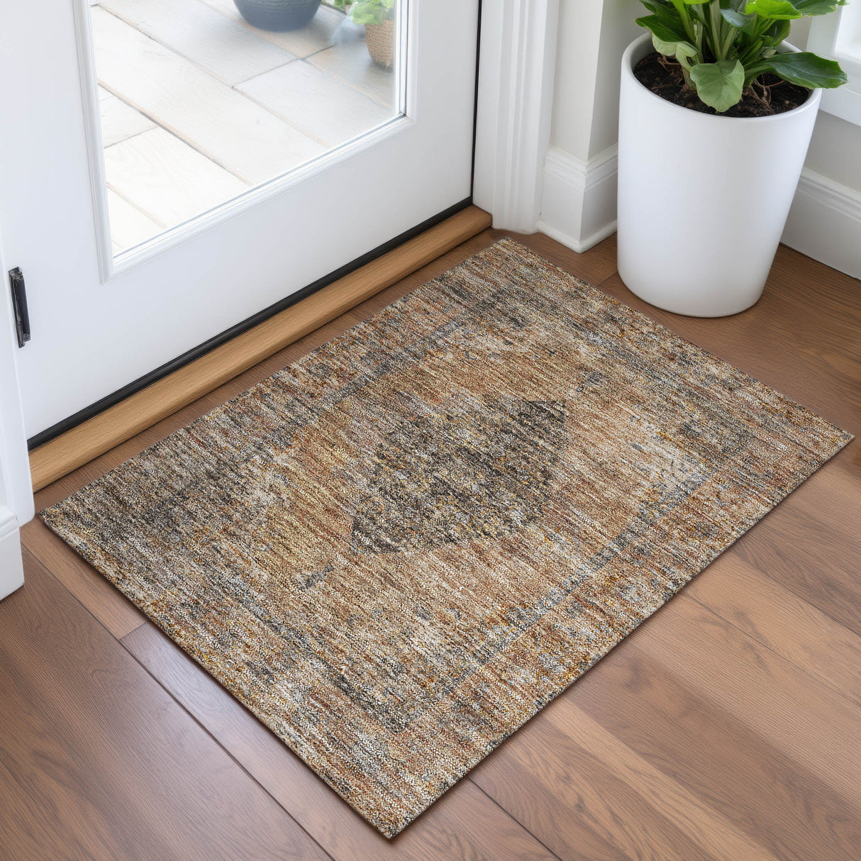 Addison Chantille ACN2021 Border Machine Made Traditional Copper Rug