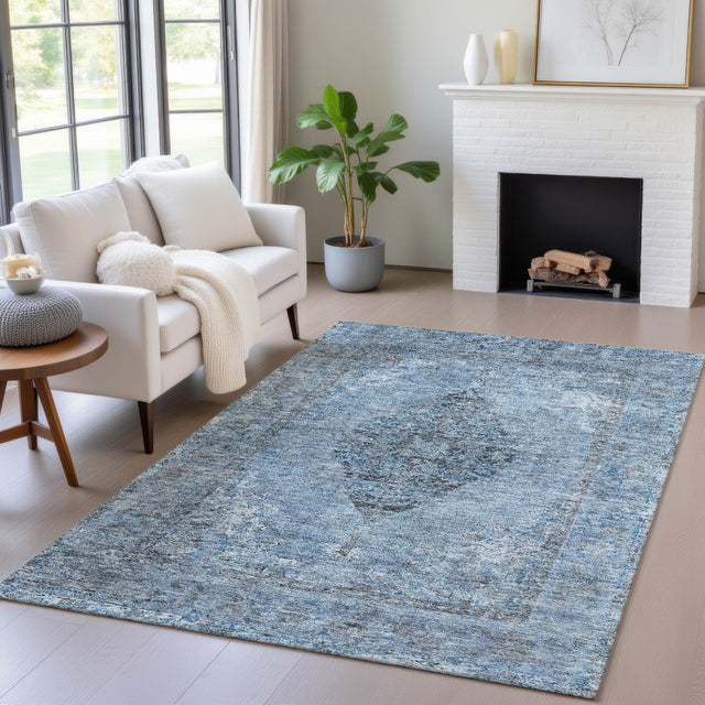 Addison Chantille ACN2021 Border Machine Made Traditional Denim Rug