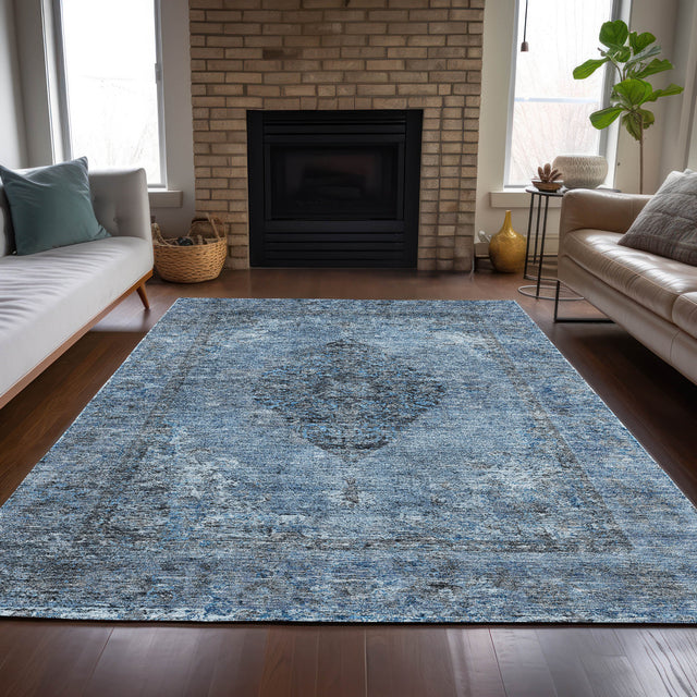 Addison Chantille ACN2021 Border Machine Made Traditional Denim Rug
