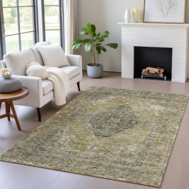 Addison Chantille ACN2021 Border Machine Made Traditional Khaki Rug