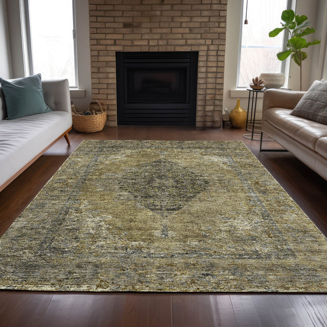 Addison Chantille ACN2021 Border Machine Made Traditional Khaki Rug
