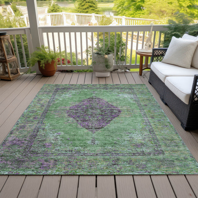 Addison Chantille ACN2021 Border Machine Made Traditional Lime Rug