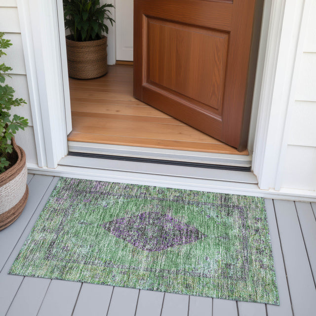 Addison Chantille ACN2021 Border Machine Made Traditional Lime Rug