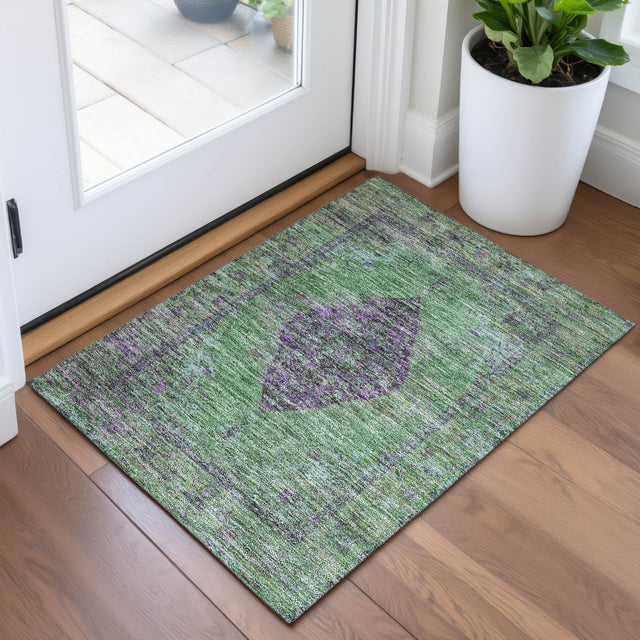 Addison Chantille ACN2021 Border Machine Made Traditional Lime Rug