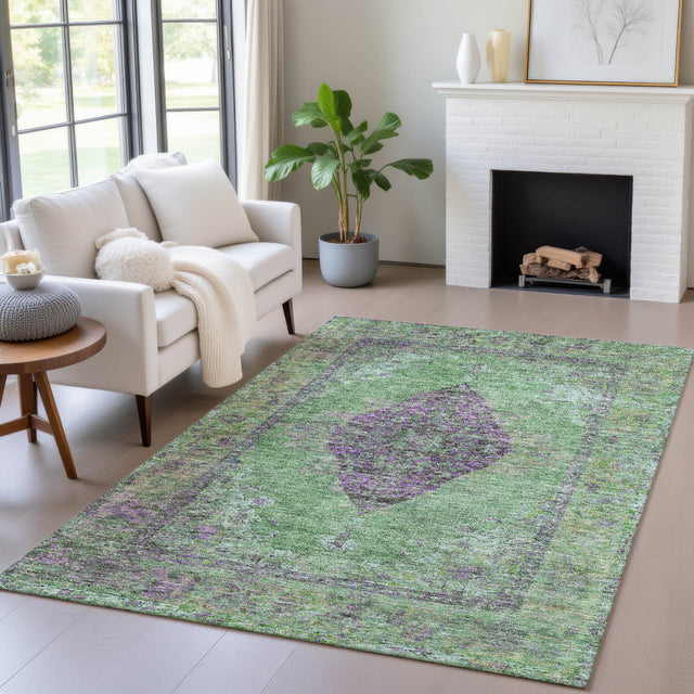 Addison Chantille ACN2021 Border Machine Made Traditional Lime Rug