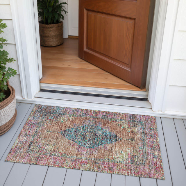 Addison Chantille ACN2021 Border Machine Made Traditional Orange Rug