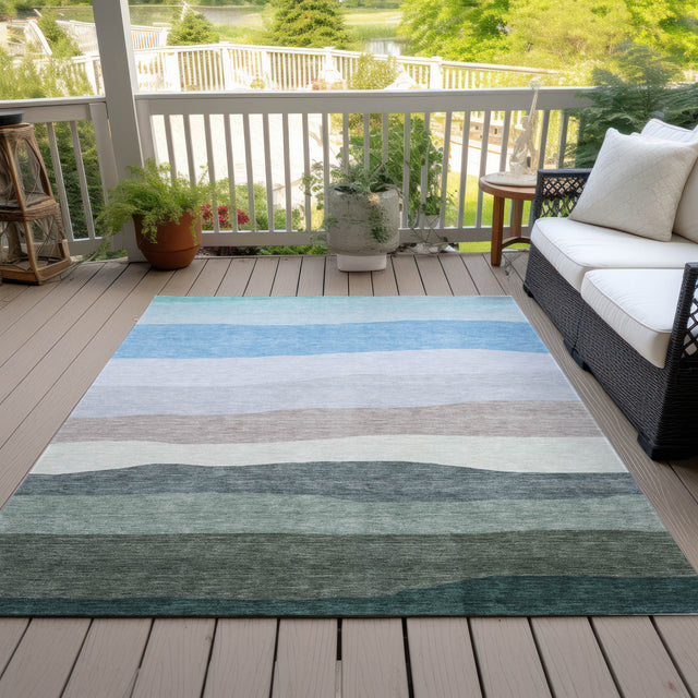 Addison Chantille ACN2023 Stripes Machine Made Transitional Green Rug