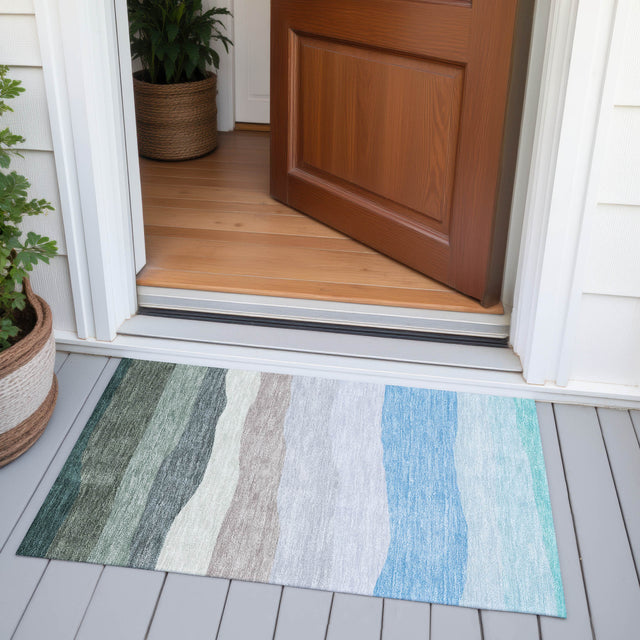 Addison Chantille ACN2023 Stripes Machine Made Transitional Green Rug