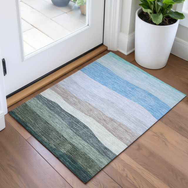 Addison Chantille ACN2023 Stripes Machine Made Transitional Green Rug