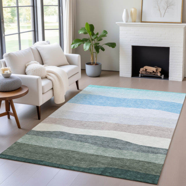 Addison Chantille ACN2023 Stripes Machine Made Transitional Green Rug