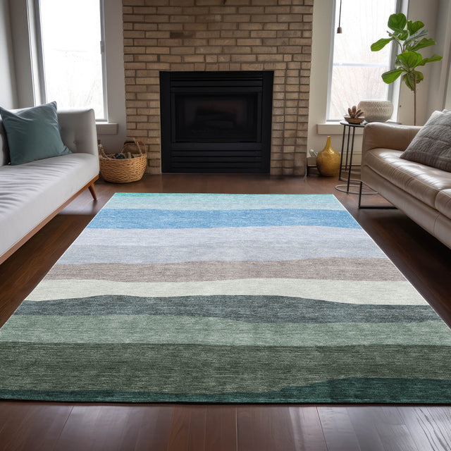 Addison Chantille ACN2023 Stripes Machine Made Transitional Green Rug