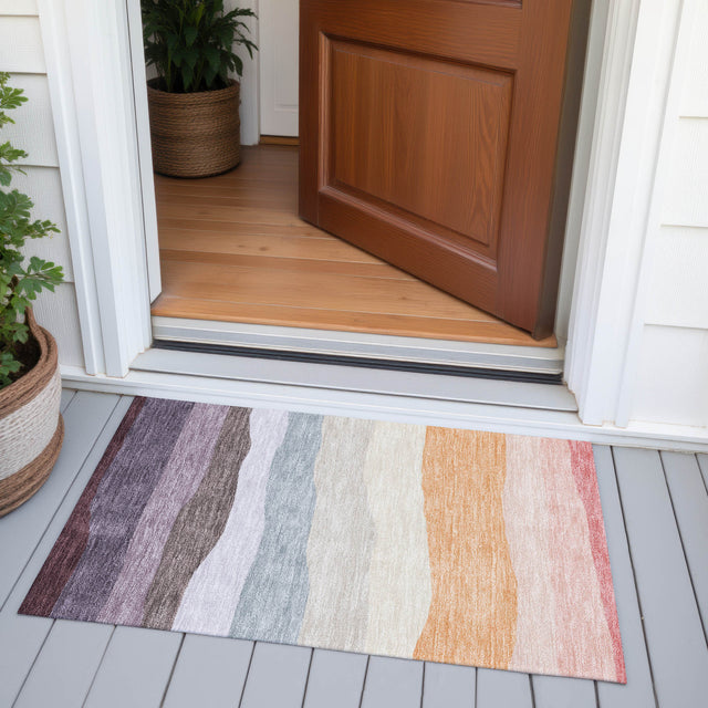 Addison Chantille ACN2023 Stripes Machine Made Transitional Orange Rug