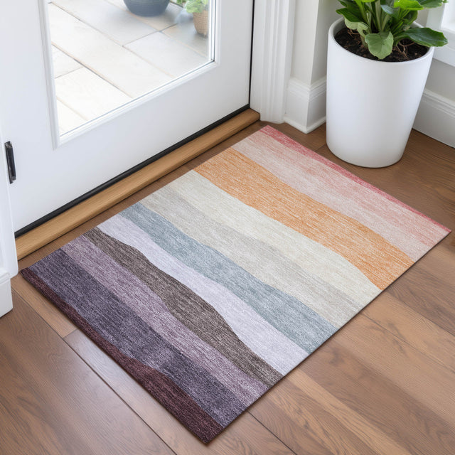 Addison Chantille ACN2023 Stripes Machine Made Transitional Orange Rug