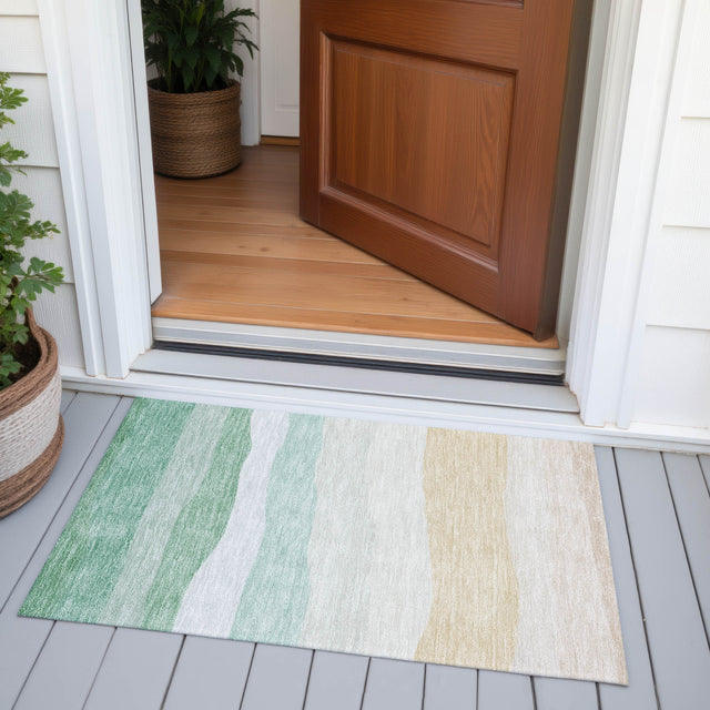 Addison Chantille ACN2023 Stripes Machine Made Transitional Teal Rug