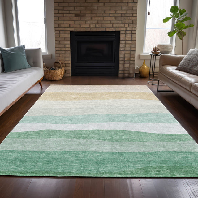 Addison Chantille ACN2023 Stripes Machine Made Transitional Teal Rug