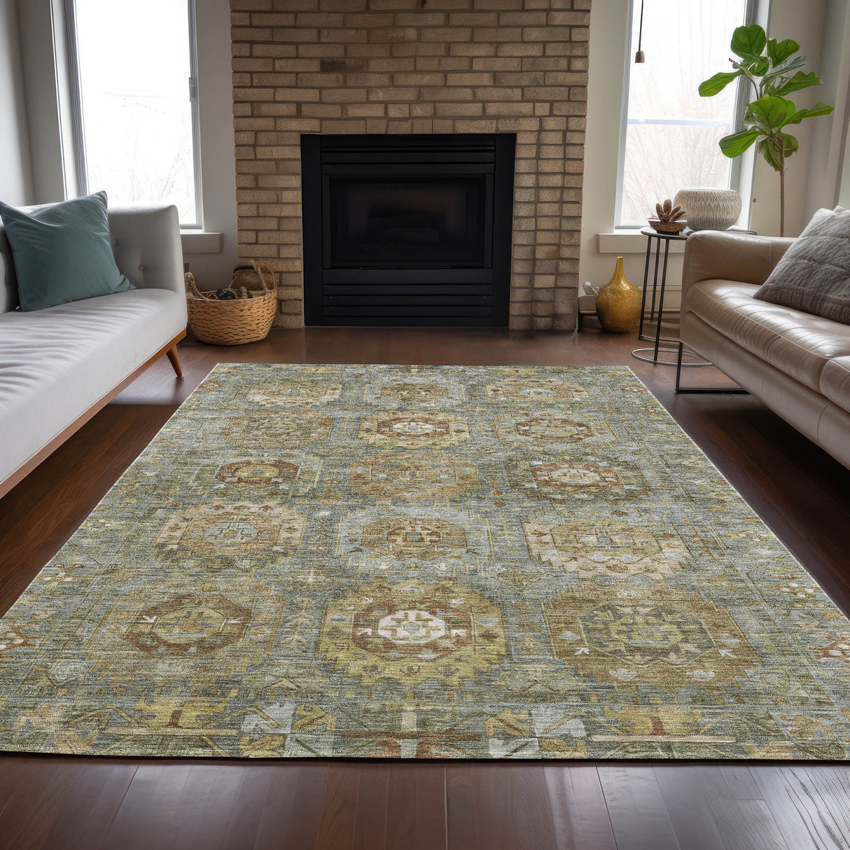 Addison Chantille ACN2024 Medallions Machine Made Traditional Sage Rug