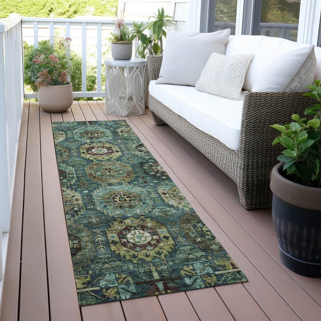 Addison Chantille ACN2024 Medallions Machine Made Traditional Teal Rug