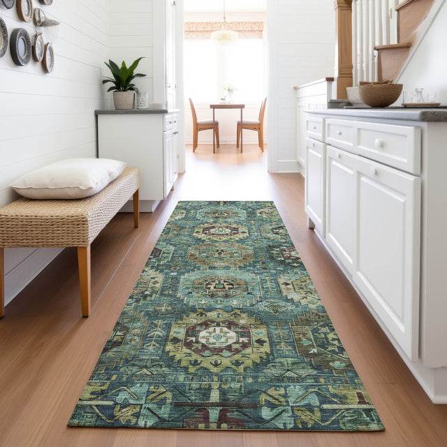 Addison Chantille ACN2024 Medallions Machine Made Traditional Teal Rug