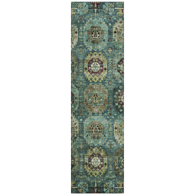 Addison Chantille ACN2024 Medallions Machine Made Traditional Teal Rug